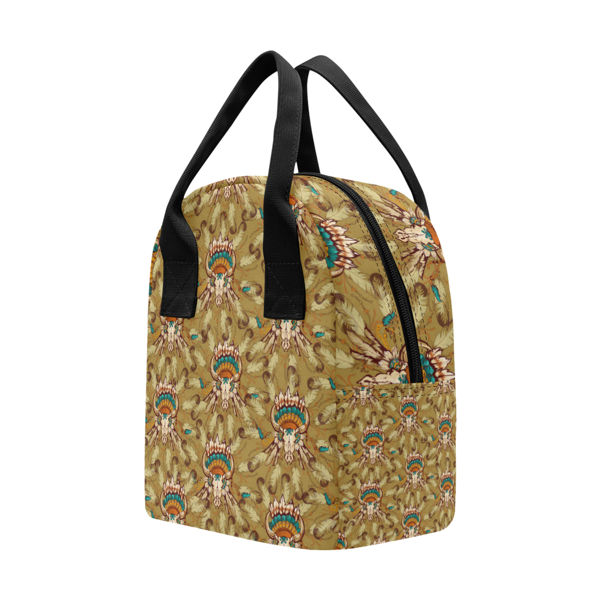 Native Indian Buffalo head Insulated Lunch Bag