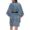 Jean Paisley Pattern Print Design 01 Women's Short Kimono