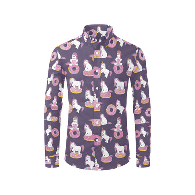 Donut Unicorn Pattern Print Design DN011 Men's Long Sleeve Shirt