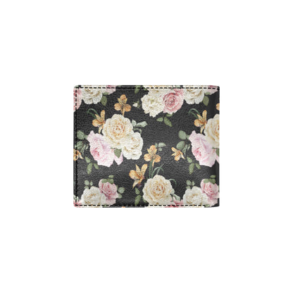 Rose Pattern Print Design A01 Men's ID Card Wallet