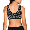 Feather Black White Design Print Sports Bra