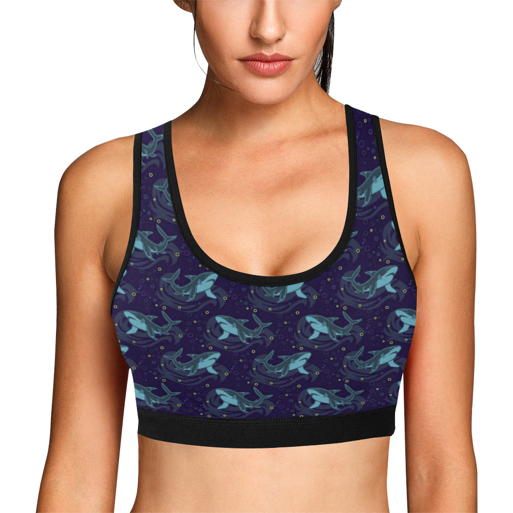 Shark Themed Print Sports Bra