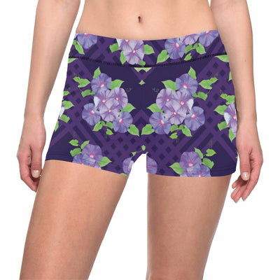 Morning Glory Pattern Print Design MG03 Yoga Shorts