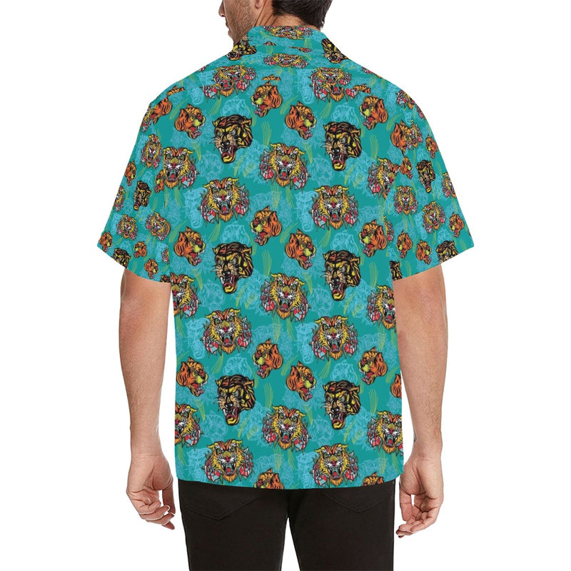 Tattoo Tiger Head Print Design LKS304 Men's Hawaiian Shirt