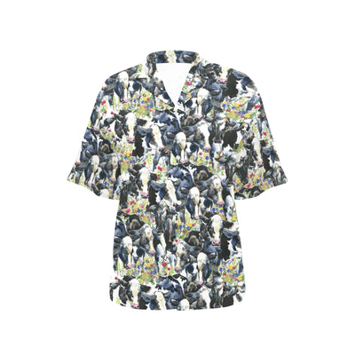 Cow Watercolor Print Pattern Women's Hawaiian Shirt