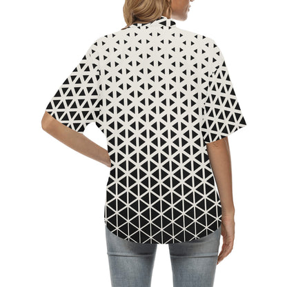 Geometric Black White Pattern Print Design 03 Women's Hawaiian Shirt
