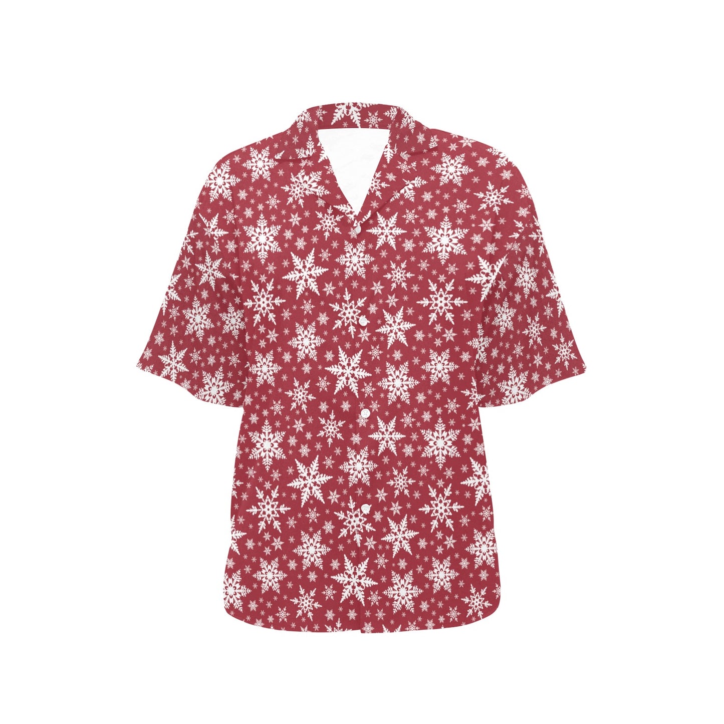 Snowflake Red Print Design LKS302 Women's Hawaiian Shirt