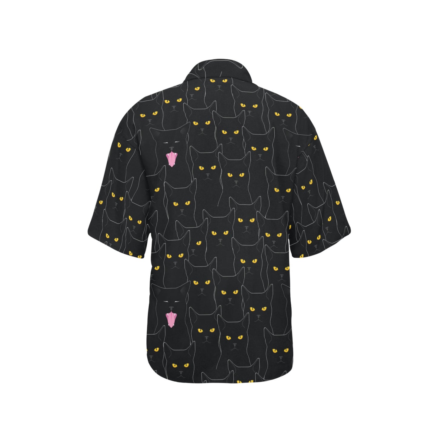 Black Cat Yellow Eyes Print Pattern Women's Hawaiian Shirt