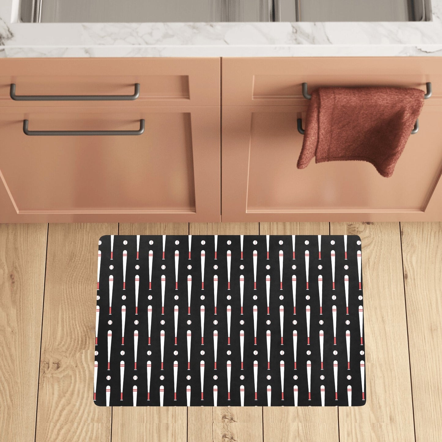 Baseball Pattern Print Design 03 Kitchen Mat