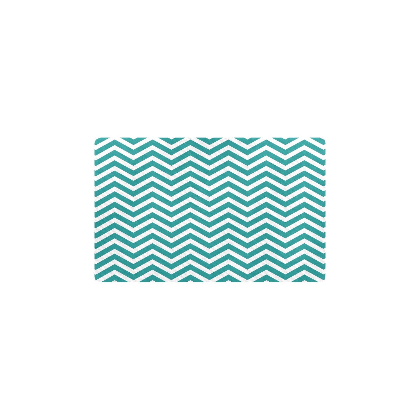 Chevron Teal Pattern Print Design 02 Kitchen Mat