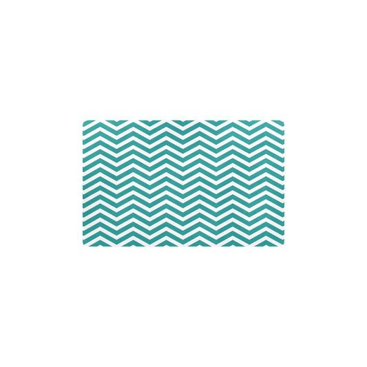 Chevron Teal Pattern Print Design 02 Kitchen Mat