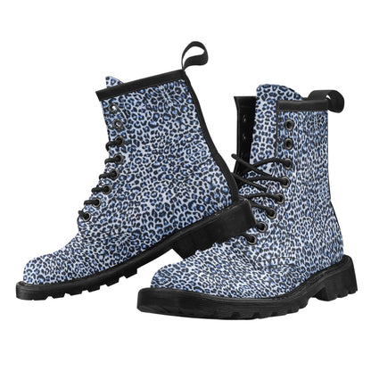 Leopard Blue Skin Print Women's Boots