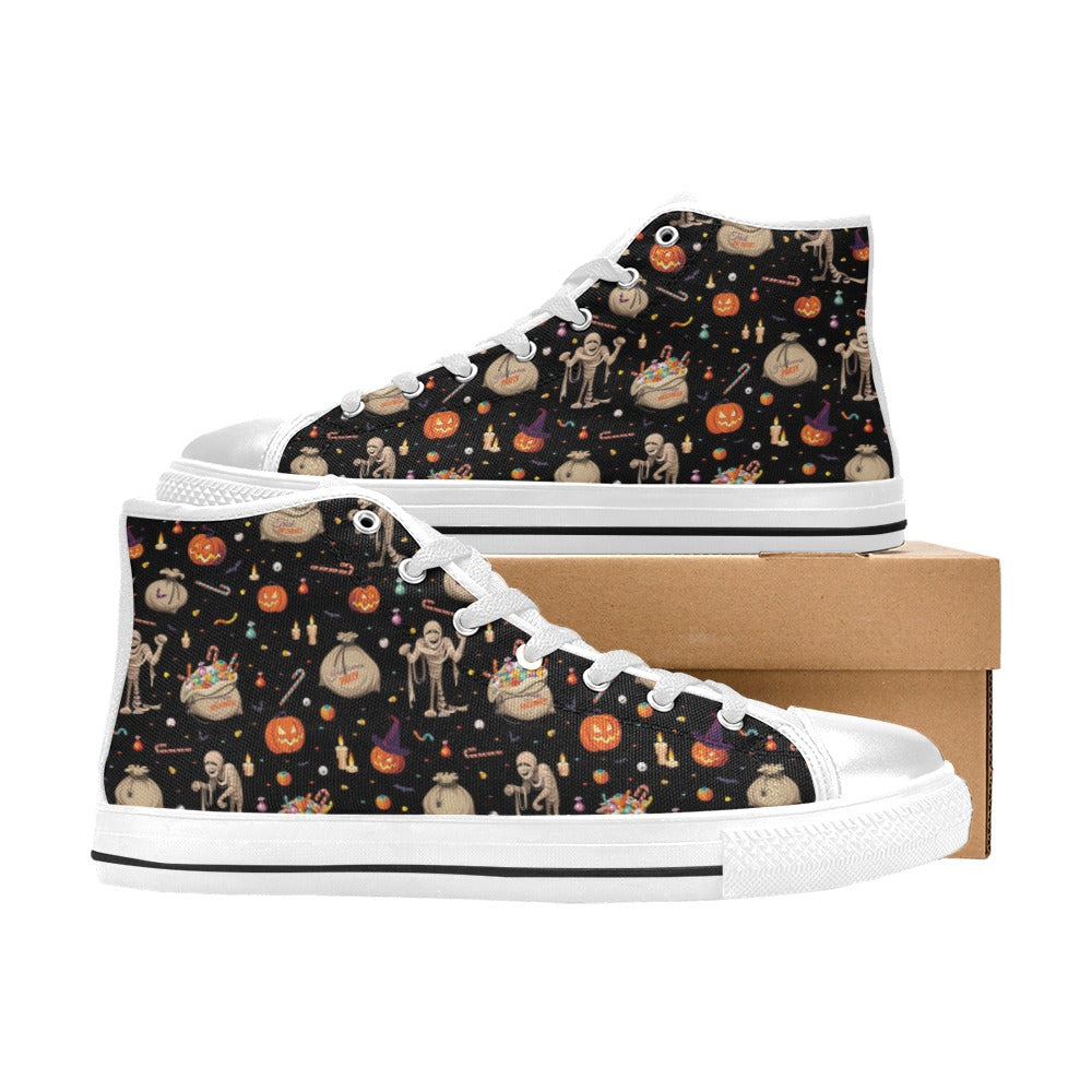Mummy Halloween Print Design LKS303 High Top Women's White Shoes