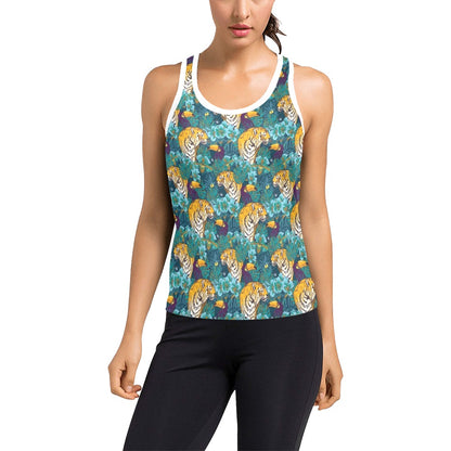 Tiger Tropical Print Design LKS301 Women's Racerback Tank Top