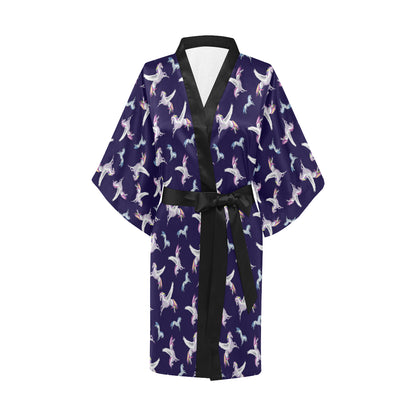 Pegasus Pattern Print Design 02 Women's Short Kimono