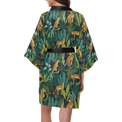 Jaguar Jungle Pattern Print Design 03 Women's Short Kimono