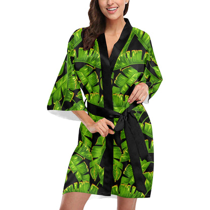 Banana Leaf Pattern Print Design BL06 Women's Short Kimono