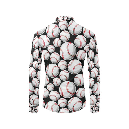 Baseball Black Background Men's Long Sleeve Shirt