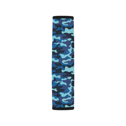 Camo Blue Pattern Print Design 04 Car Seat Belt Cover