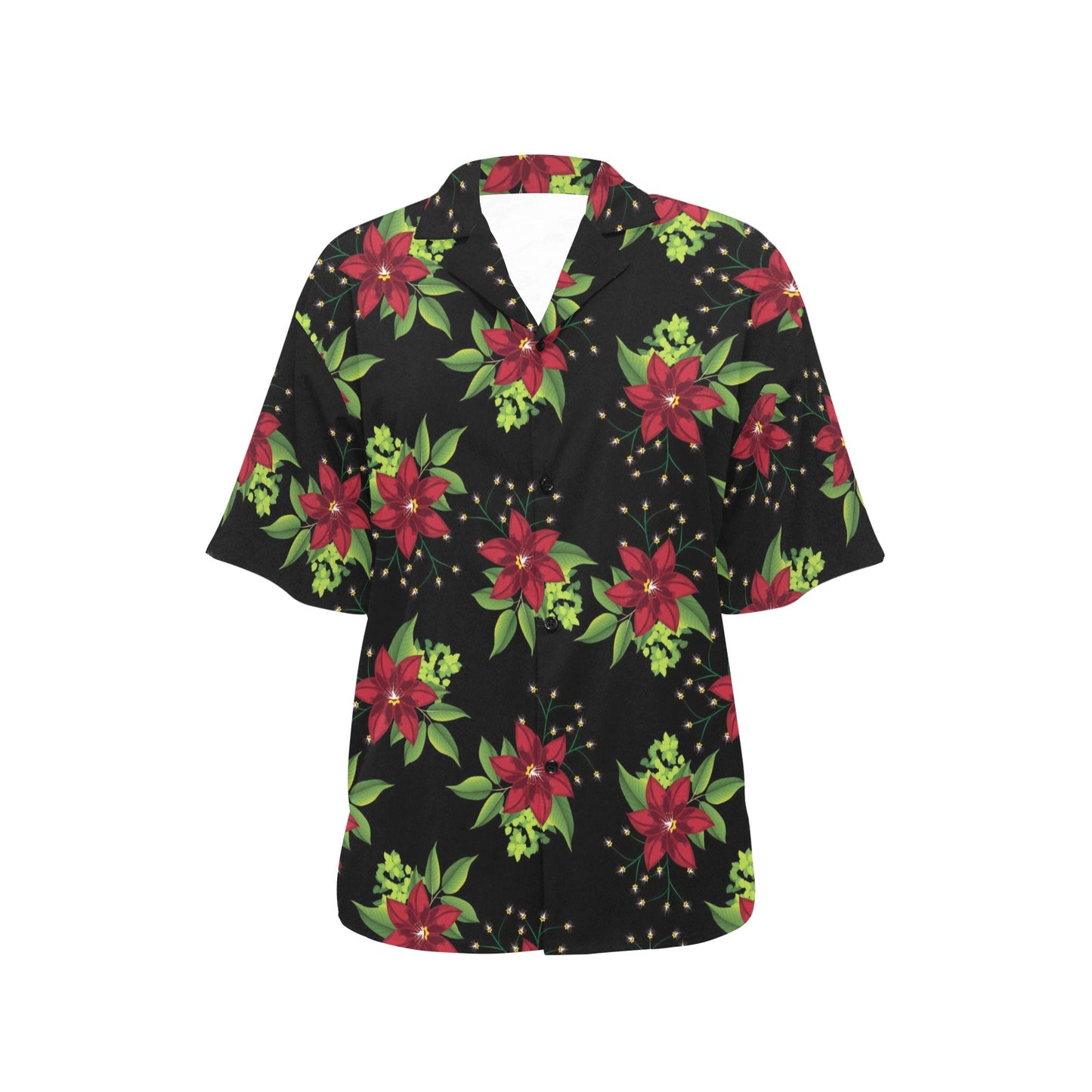 Poinsettia Pattern Print Design A01 Women's Hawaiian Shirt