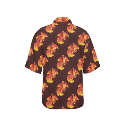 Rooster Pattern Print Design A04 Women's Hawaiian Shirt