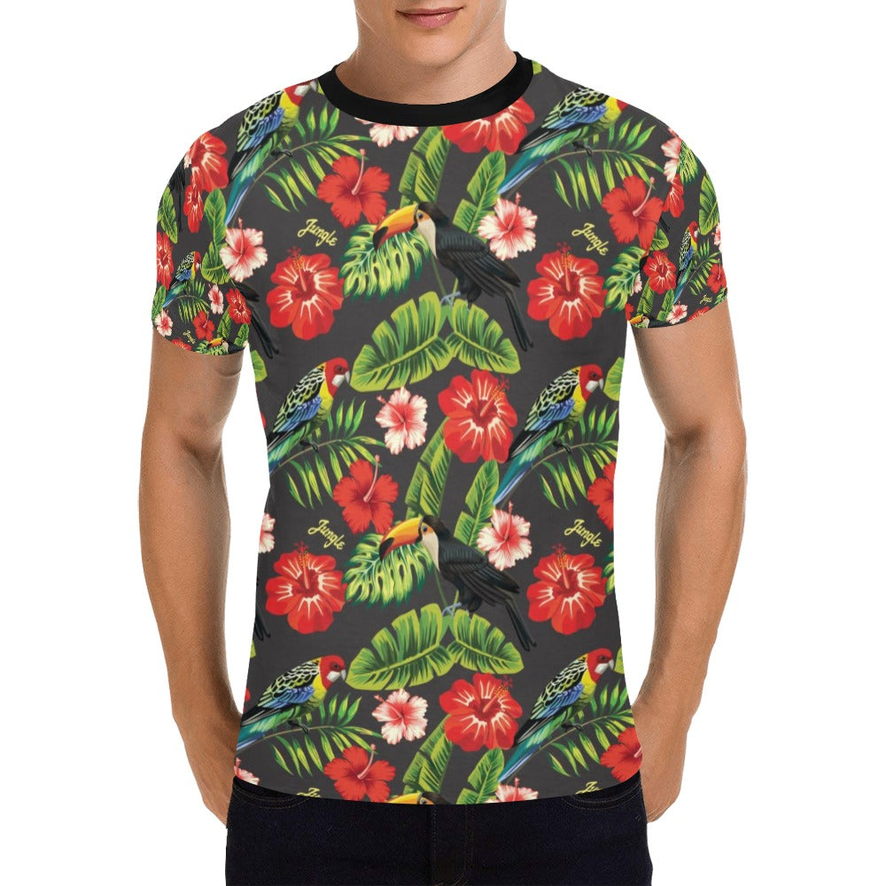 Hibiscus Red With Parrotprint Design LKS303 Men's All Over Print T-shirt
