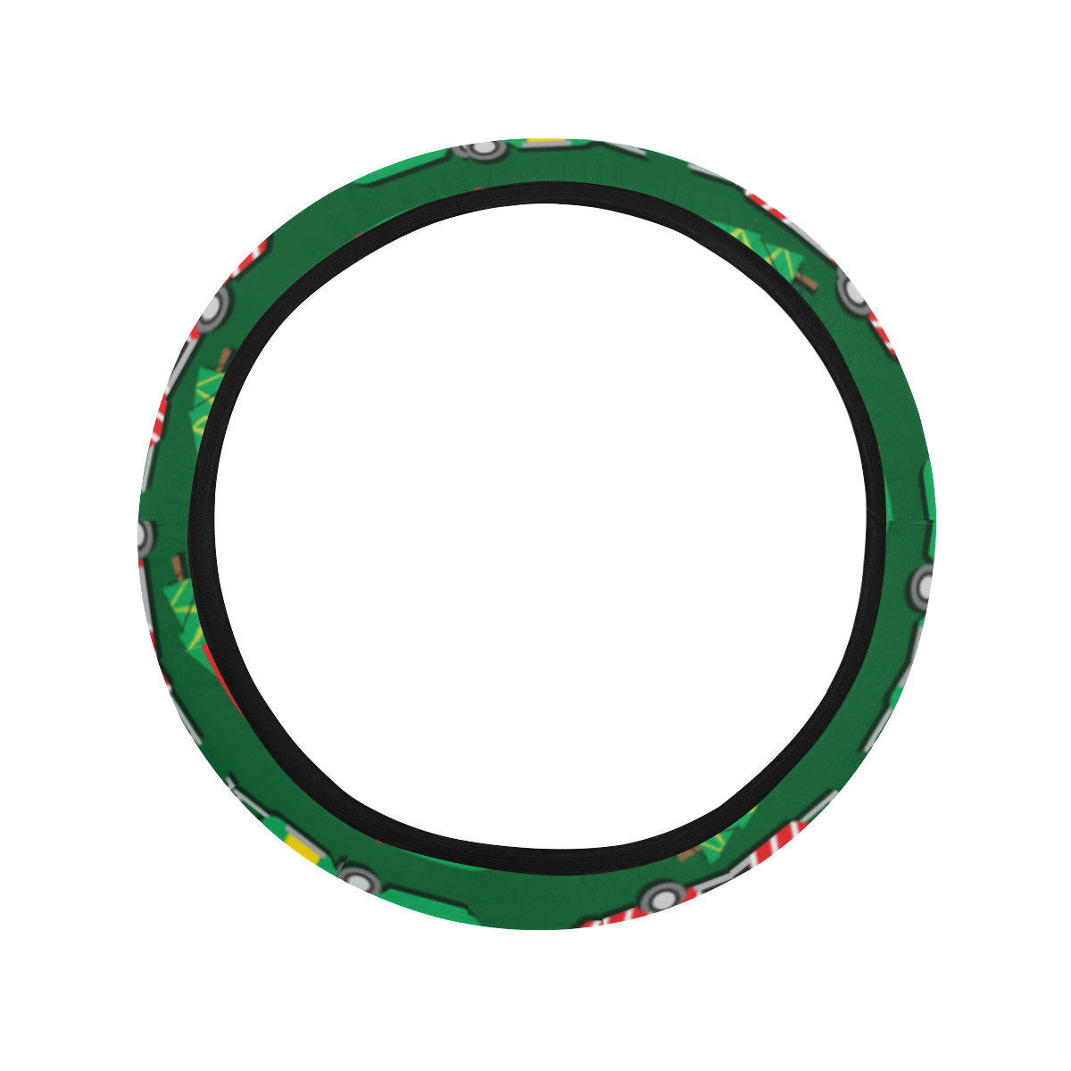 Camper Camping Christmas Themed Print Steering Wheel Cover with Elastic Edge