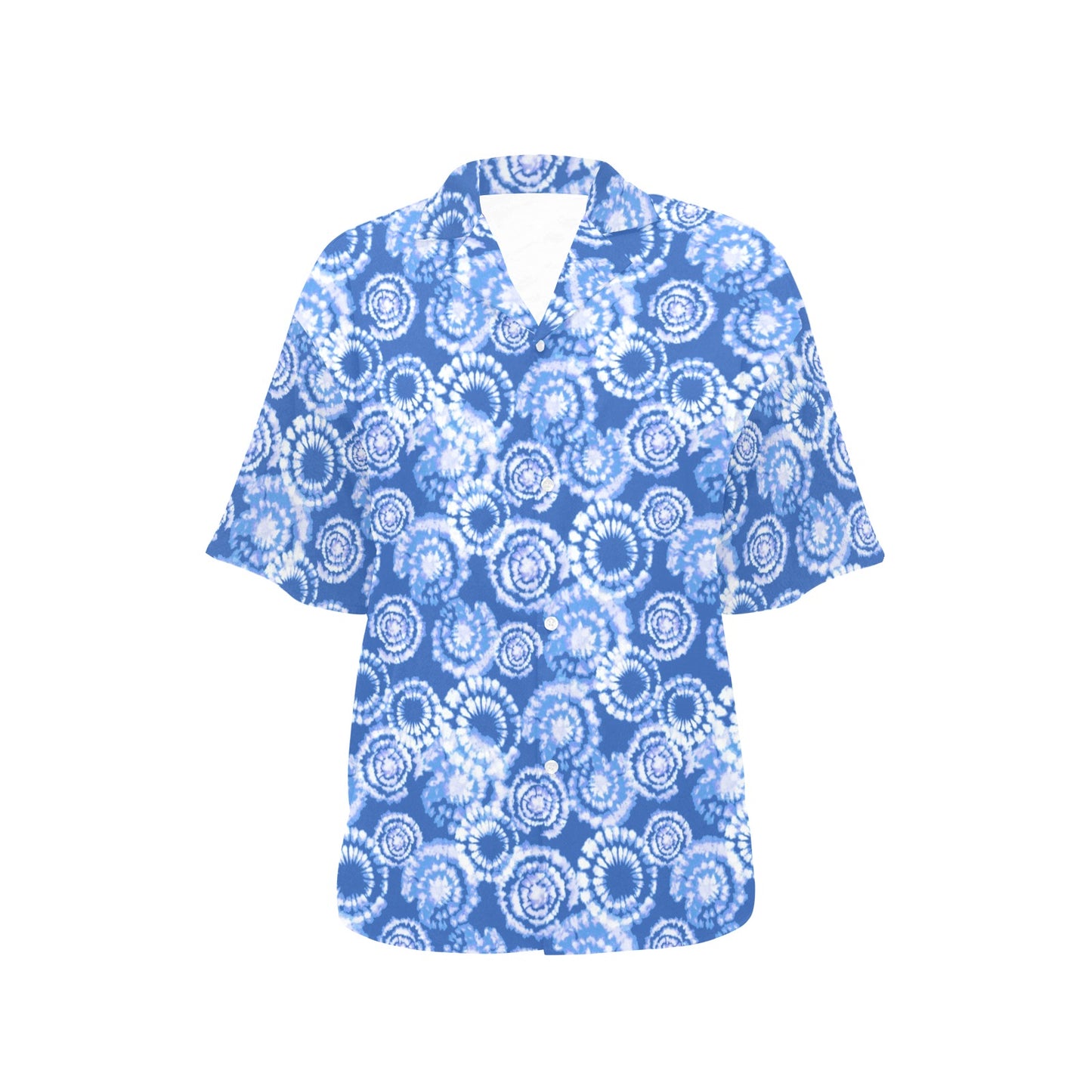 Tie Dye Blue Design Print Women's Hawaiian Shirt