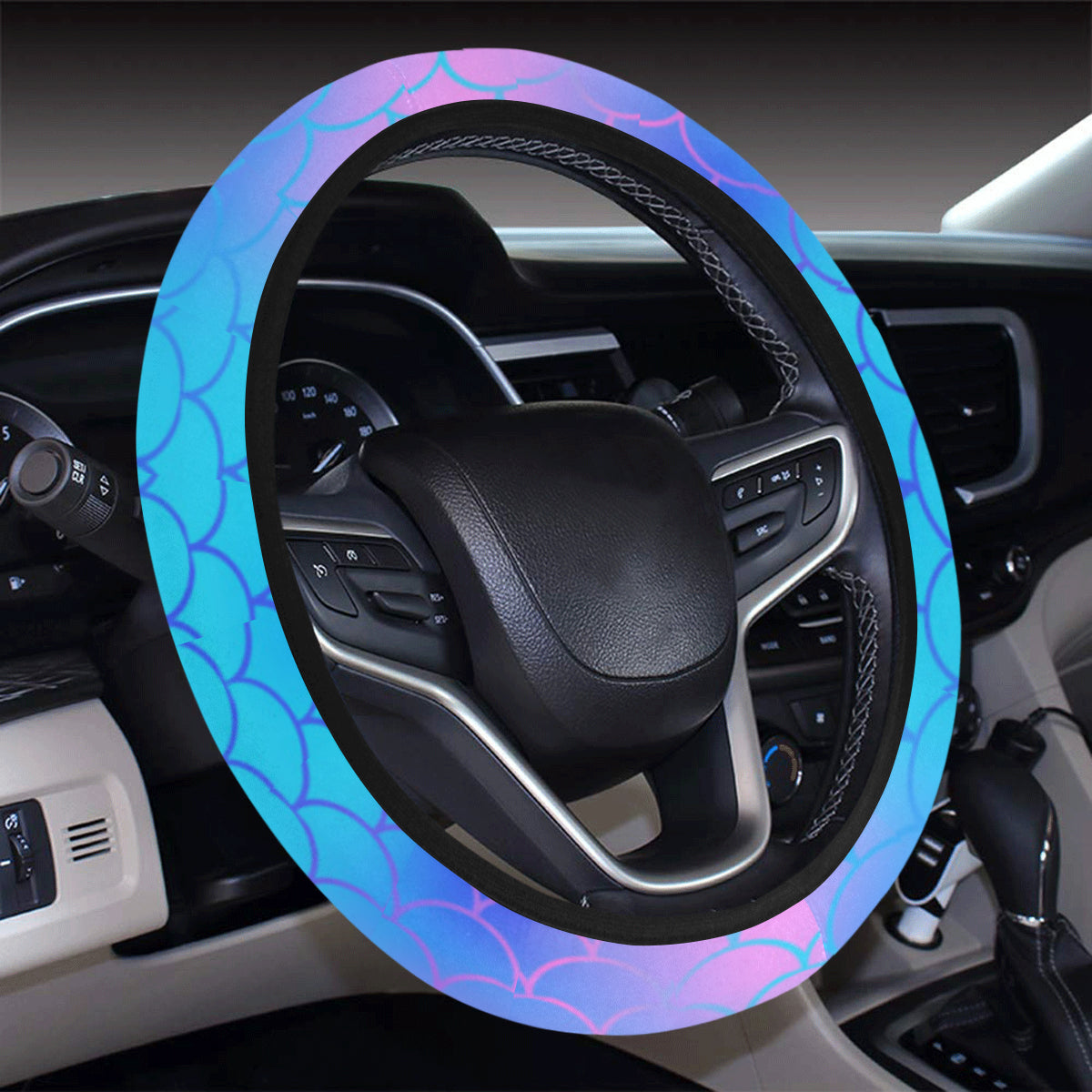 Mermaid Scales Pattern Print Design 04 Steering Wheel Cover with Elastic Edge