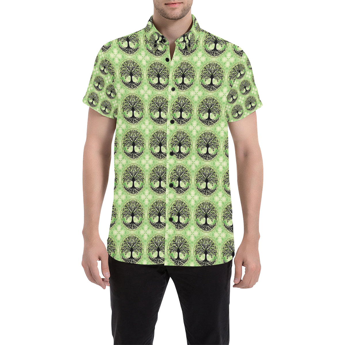 Celtic Pattern Print Design 010 Men's Short Sleeve Button Up Shirt