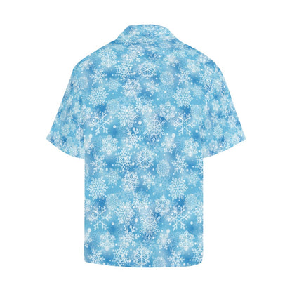 Snowflake Blue Print Design LKS301 Men's Hawaiian Shirt