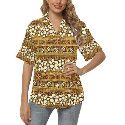 Hawaiian Themed Pattern Print Design H015 Women's Hawaiian Shirt