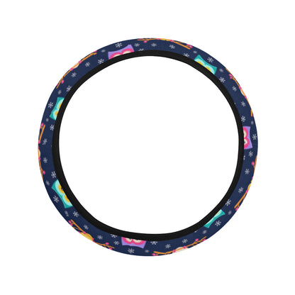 Owl Cute Themed Design Print Steering Wheel Cover with Elastic Edge