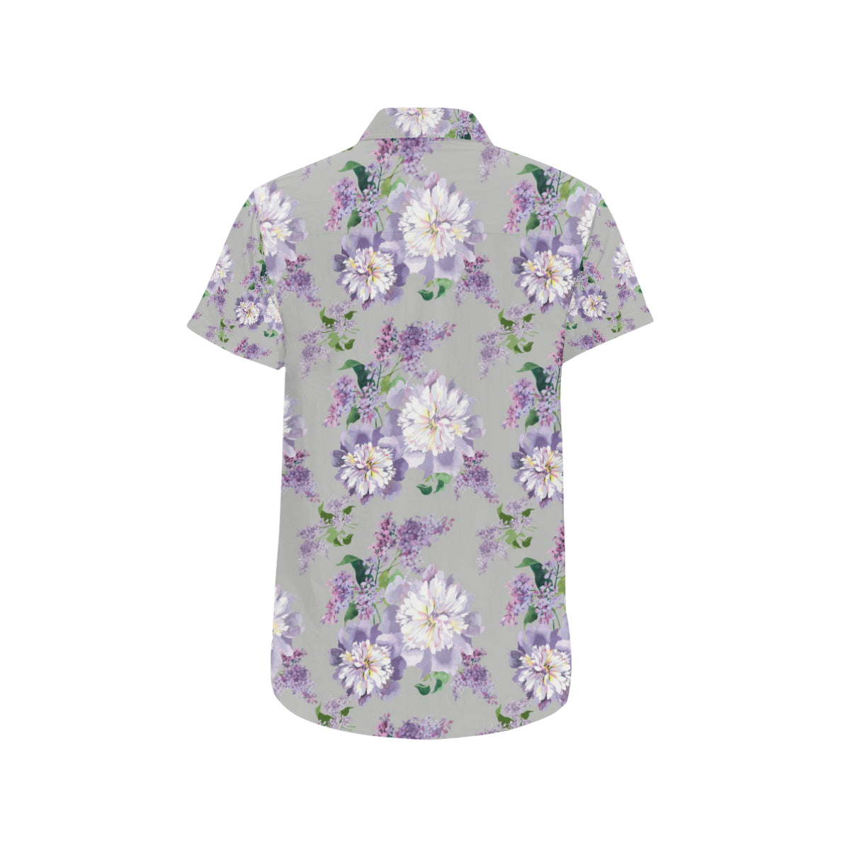 Lilac Pattern Print Design LI07 Men's Short Sleeve Button Up Shirt
