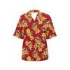 Orange Hibiscus Pattern Print Design HB026 Women's Hawaiian Shirt