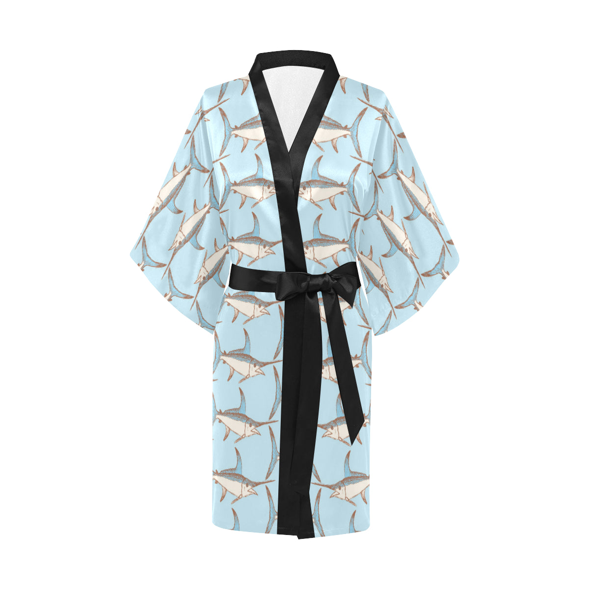 Swordfish Pattern Print Design 01 Women's Short Kimono