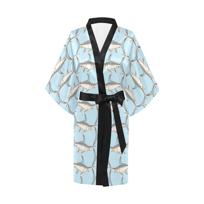 Swordfish Pattern Print Design 01 Women's Short Kimono