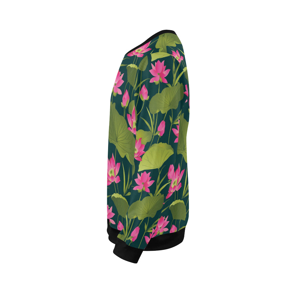 Water Lily Pattern Print Design WL09 Men Long Sleeve Sweatshirt
