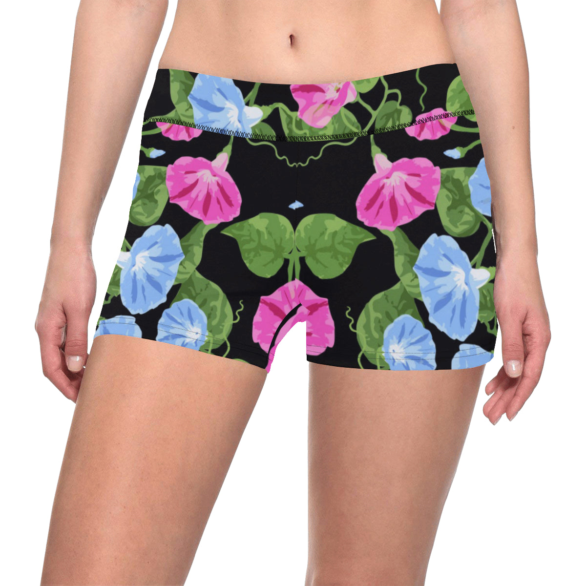 Morning Glory Pattern Print Design MG04 Yoga Shorts