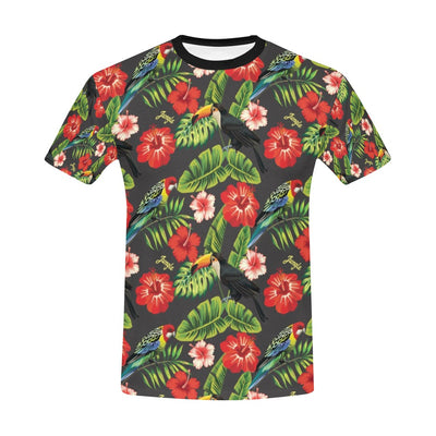 Hibiscus Red With Parrotprint Design LKS303 Men's All Over Print T-shirt