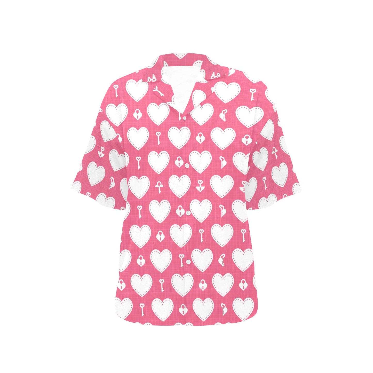 Heart Key Pattern Print Design HE09 Women's Hawaiian Shirt