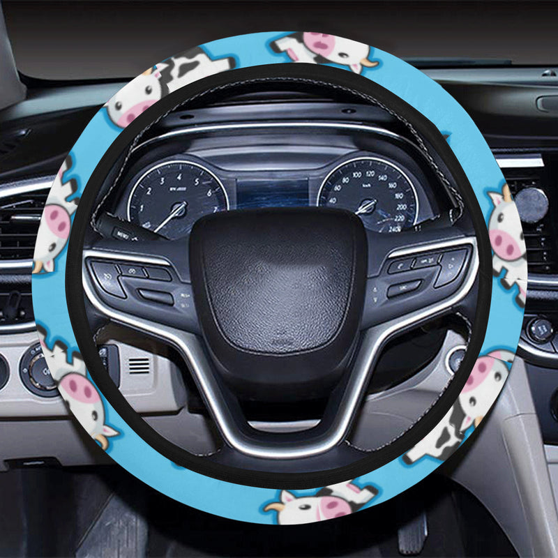 Cow Pattern Print Design 01 Steering Wheel Cover with Elastic Edge