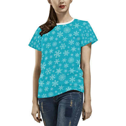 Snowflake Print Design LKS304 Women's  T-shirt