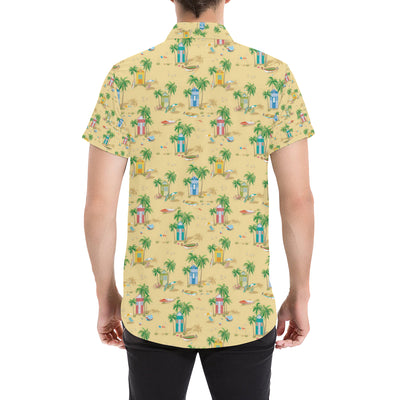 Beach Themed Pattern Print Design 01 Men's Short Sleeve Button Up Shirt