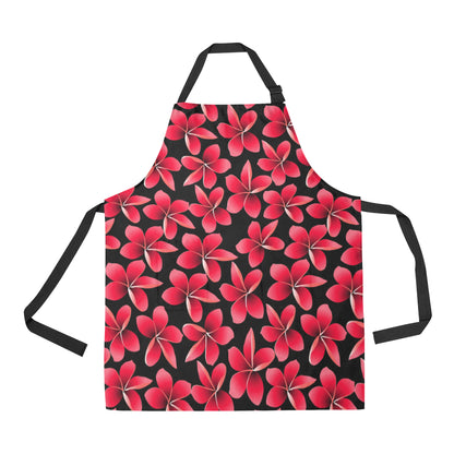 Red Plumeria Pattern Print Design PM025 Apron with Pocket