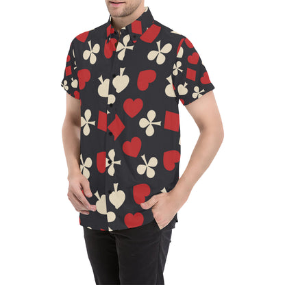 Poker Cards Pattern Print Design A02 Men's Short Sleeve Button Up Shirt