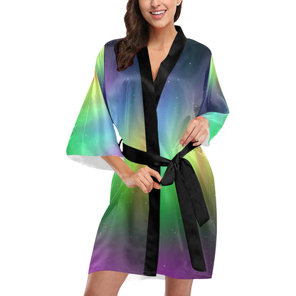 Aurora Borealis Pattern Print Design 03 Women's Short Kimono