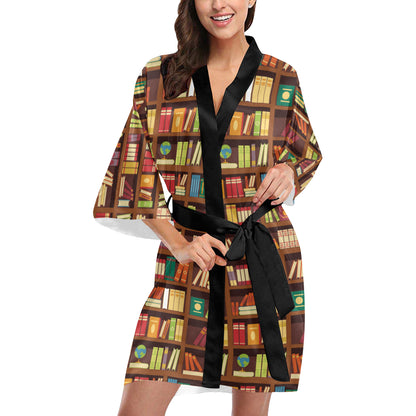 Book Pattern Print Design 06 Women's Short Kimono