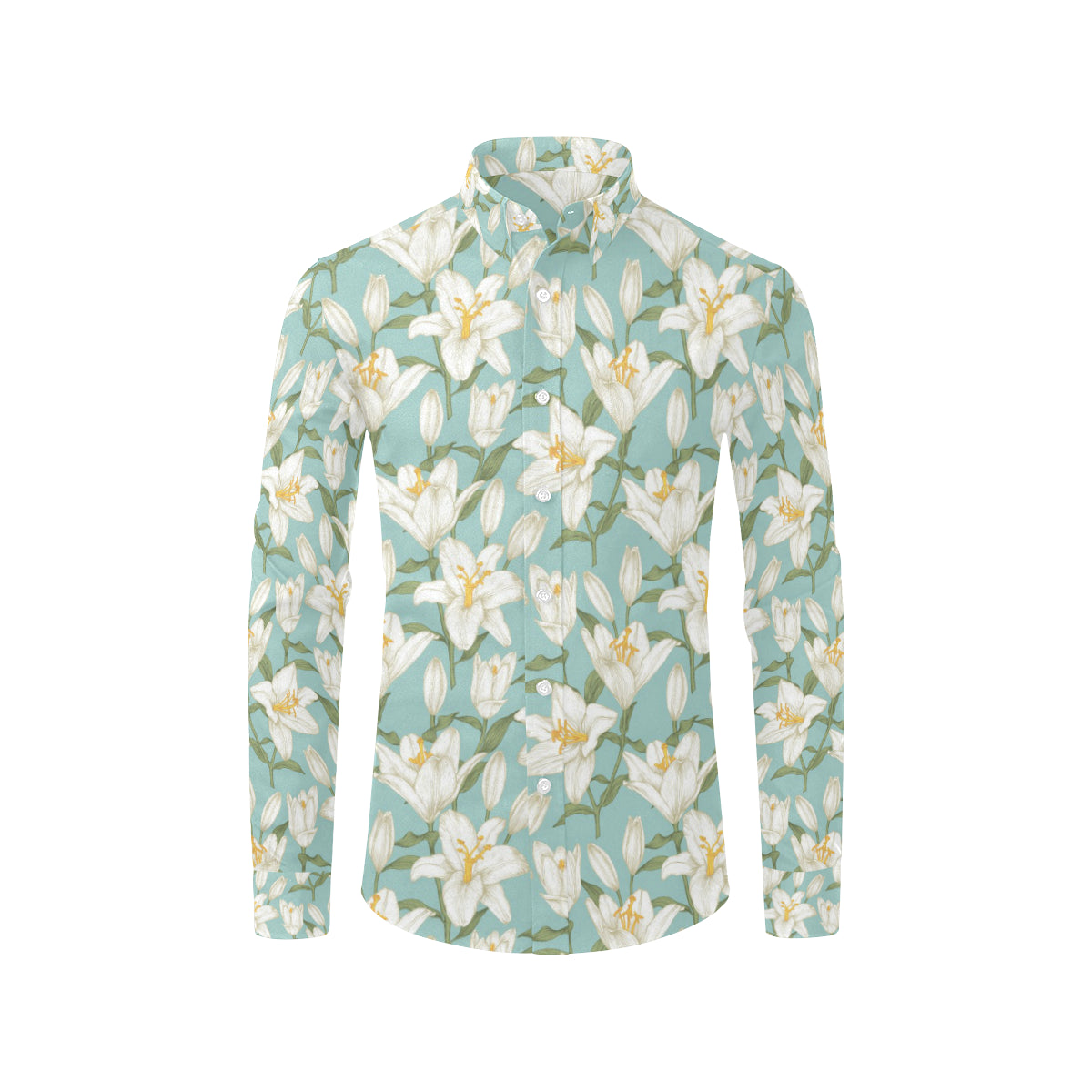 Lily Pattern Print Design LY09 Men's Long Sleeve Shirt