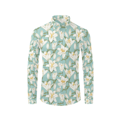 Lily Pattern Print Design LY09 Men's Long Sleeve Shirt